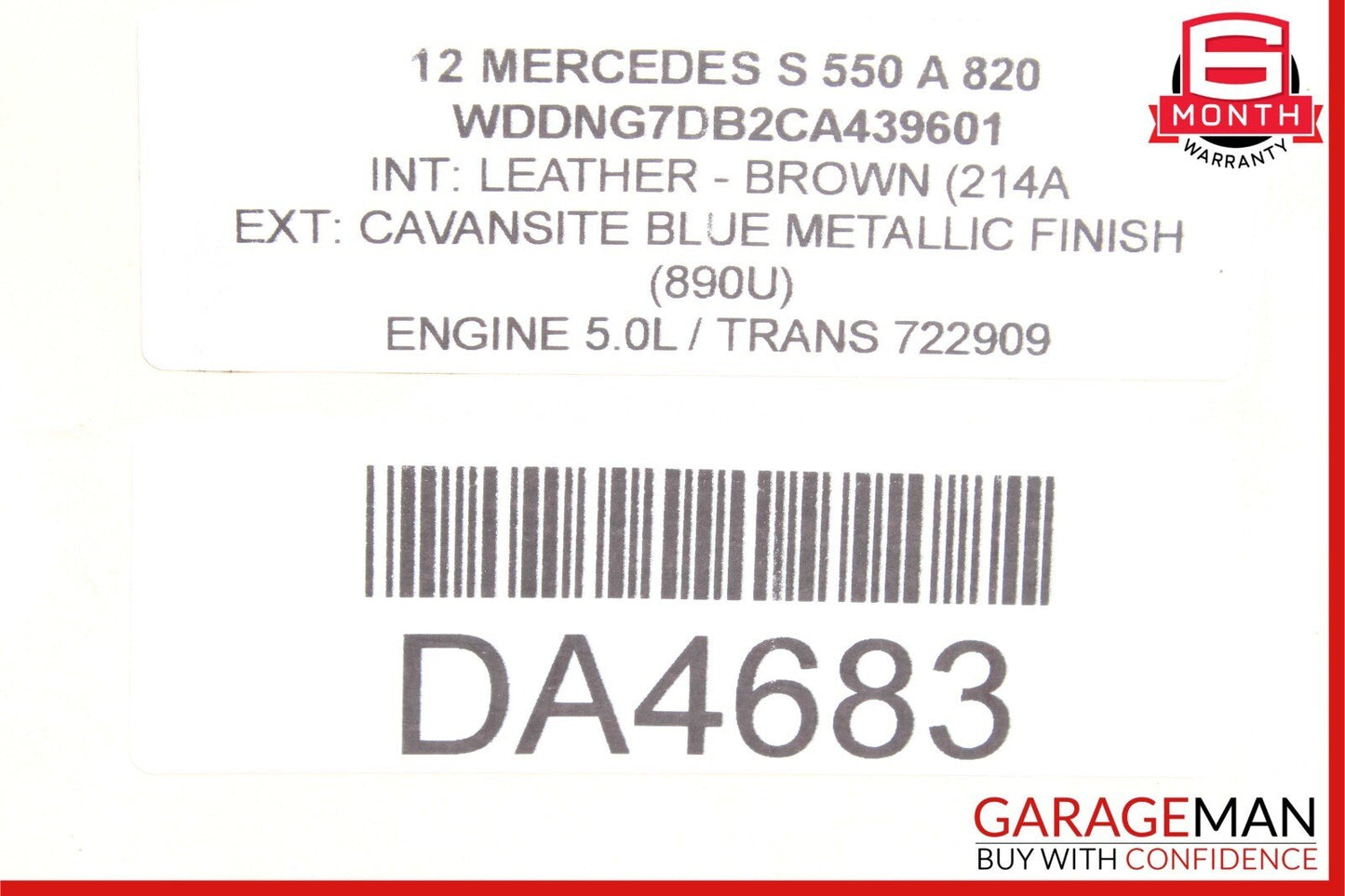 07-13 Mercedes W221 S550 S400 Rear Left Air Suspension Shock Strut Airmatic OEM
