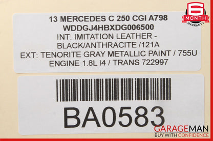 10-17 Mercedes E350 C250 Coupe Front Right Side Top Upper Seat Cushion Black