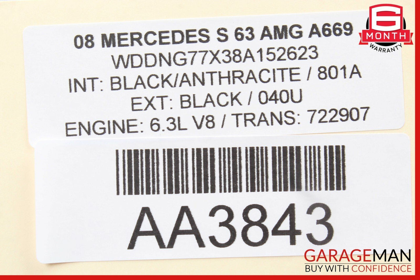 07-13 Mercedes W221 S550 S600 S63 AMG Interior Top Rear View Mirror Black OEM