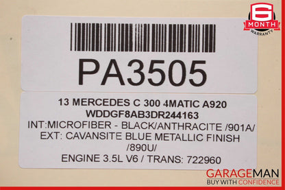 08-14 Mercedes W204 C280 AMG Sport Sedan Right Side Skirt Rocker Panel Blue