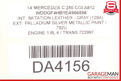 08-14 Mercedes W204 C250 Sedan Rear Left Side Interior Door Panel Cover Gray OEM