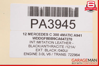 08-14 Mercedes W204 C300 Front Right Top Upper Seat Cushion Black OEM