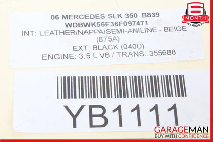 05-13 Mercedes R171 SLK350 E550 Front Left Side Engine Timing Chain Cover Plate