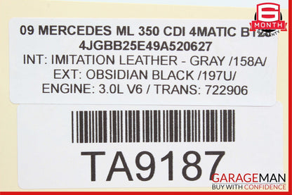 06-12 Mercedes W164 ML350 Upper Radiator Core Tie Bar Support 0019890803 OEM