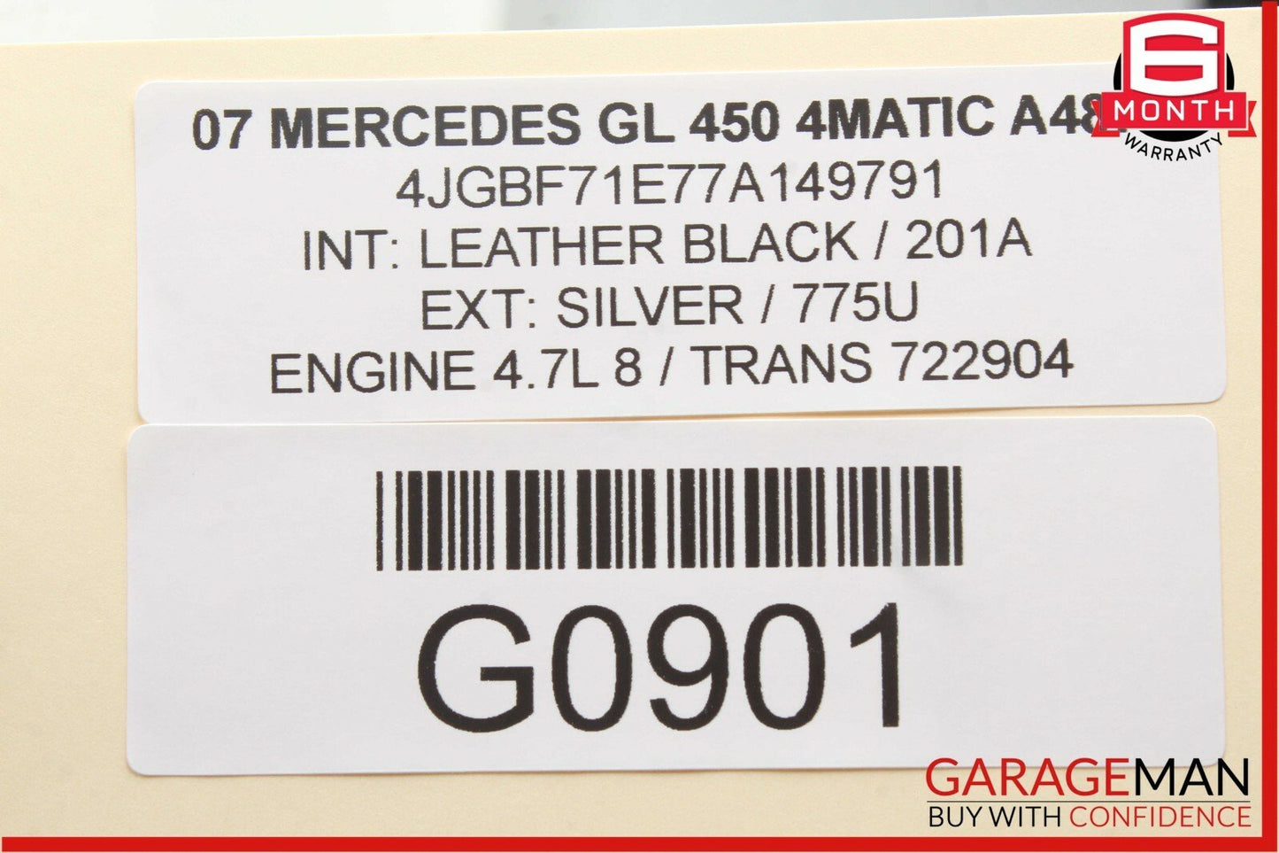 06-12 Mercedes GL450 ML320 Rear Overhead Dome Light Lamp Parking Sensor Grey OEM
