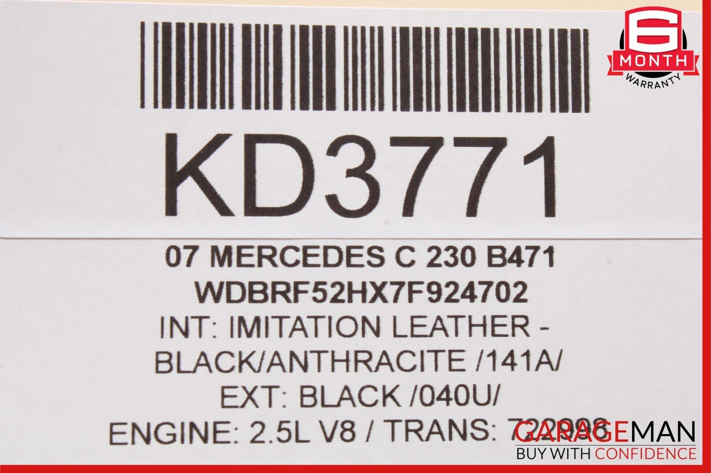 05-07 Mercedes W203 C230 C280 C55 AMG Rear Left Side Exterior Door Handle Black