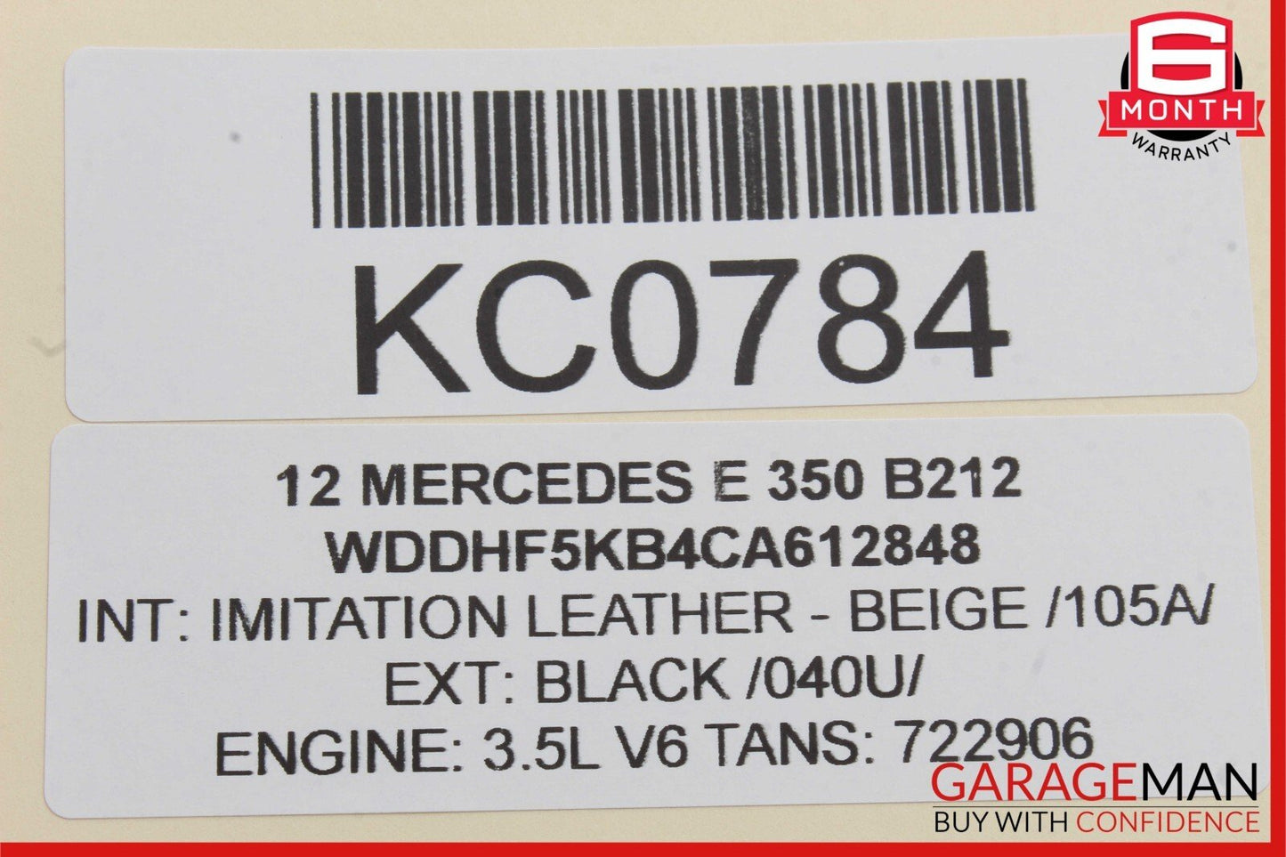 10-13 Mercedes W212 E350 E400 E63 AMG Sedan Rear Left Side Inner Tail Light Lamp