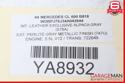 03-08 Mercedes W215 CL600 S600 Air Intake Cleaner Box Right Side 2750900701 OEM