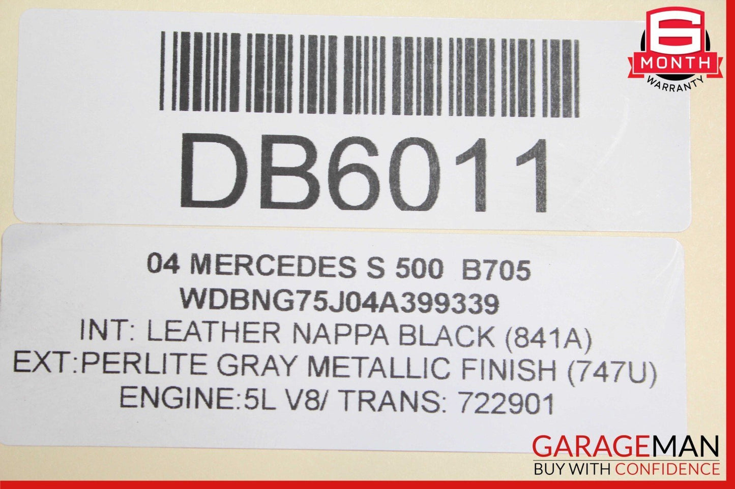 00-06 Mercedes W220 S500 S55 AMG Front Right Side Wing Fender Panel Cover Gray