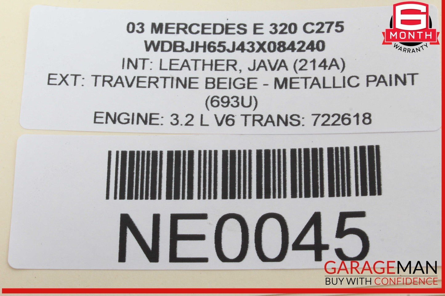 01-11 Mercedes W210 E320 C240 Trunk Lid Lock Latch Handle 2037500893 OEM