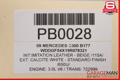 08-14 Mercedes W204 C250 AMG Sport Left Side Skirt Rocker Panel Calcite White