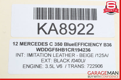 12-14 Mercedes W204 C250 C300 C350 Rear Left Side Exterior Door Handle Black