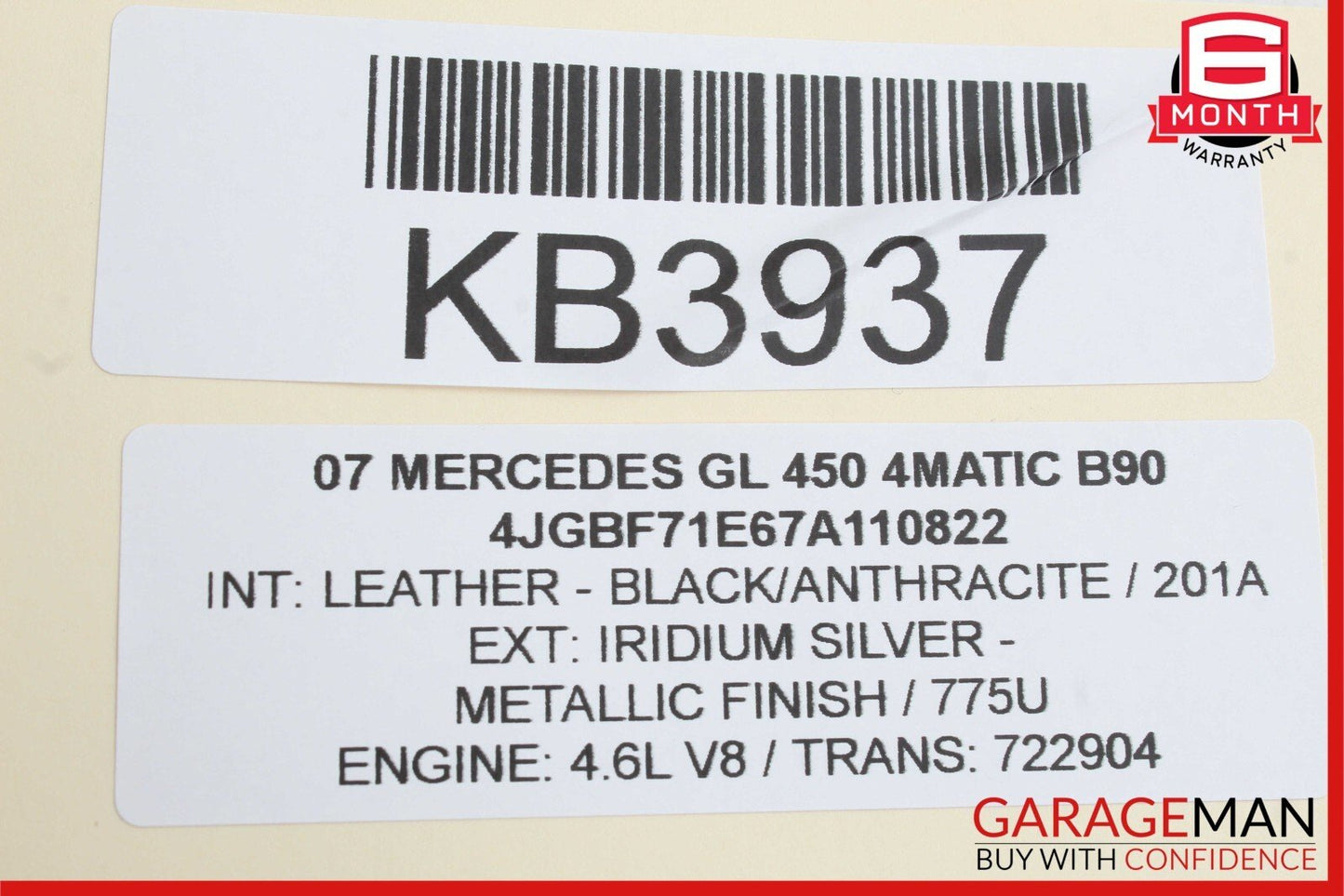 07-12 Mercedes X164 GL450 4MATIC Rear Seat Headrest Screen Monitor Display Black