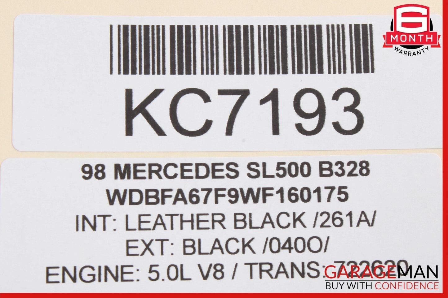 90-02 Mercedes R129 SL500 300SL Upper Radiator Support Tie Bar 1296200072 OEM