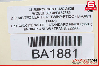 07-09 Mercedes W211 E350 Front Left Side Door Mirror Rear View Calcite White