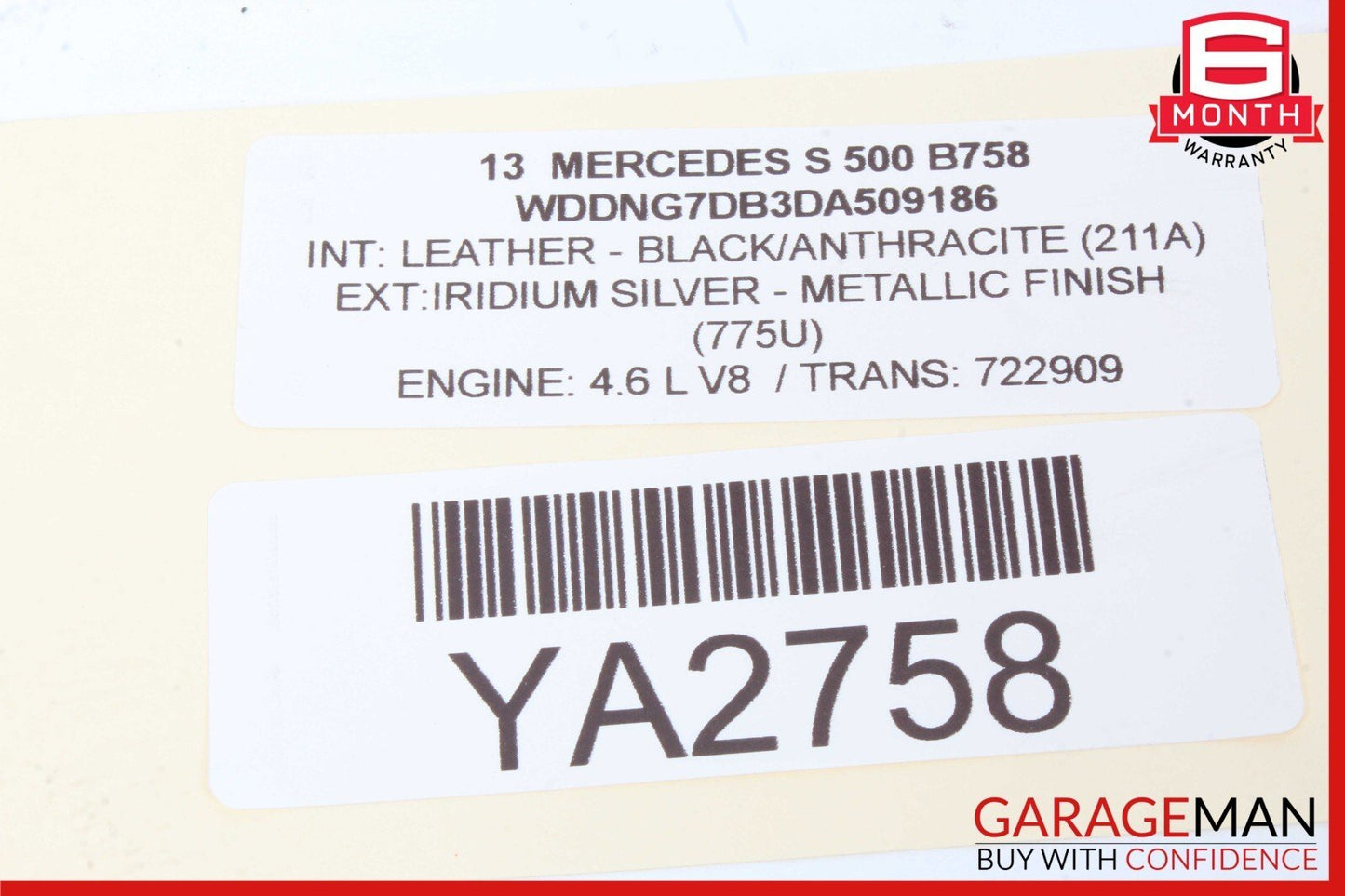 10-14 Mercedes W216 CL550 S500 S600 Front Upper Interior Rear View Mirror Gray