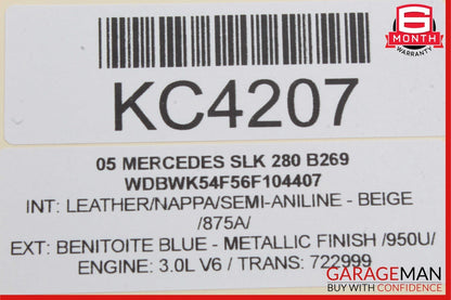 05-11 Mercedes R171 SLK280 Front Left / Right Side Seat Headrest Head Rest Beige