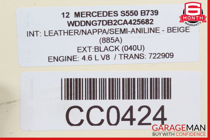11-20 Mercedes S550 CL550 4.7L Left Side Air Intake Hose Duct Pipe Assy