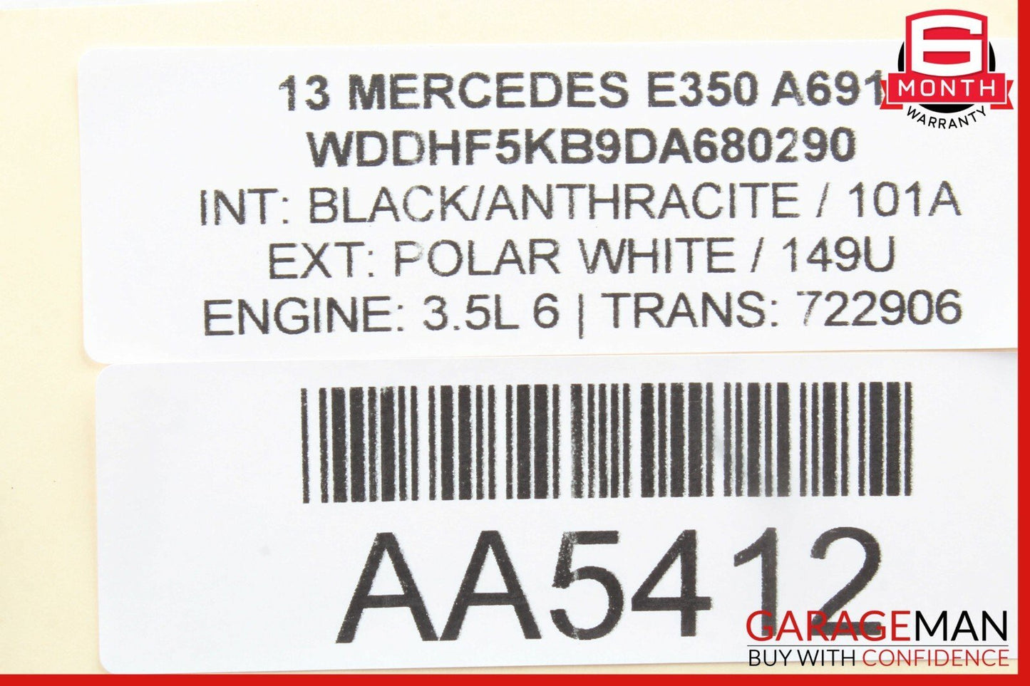 10-14 Mercedes W212 E350 Rear Right Passenger Side Door Window Regulator Motor
