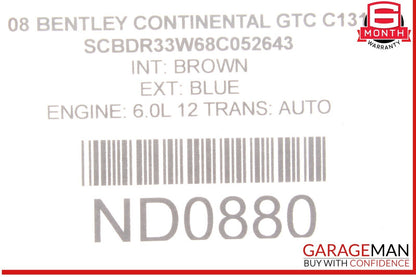 03-12 Bentley Continental GTC Front Differential Flange Shaft 3W0409355 OEM