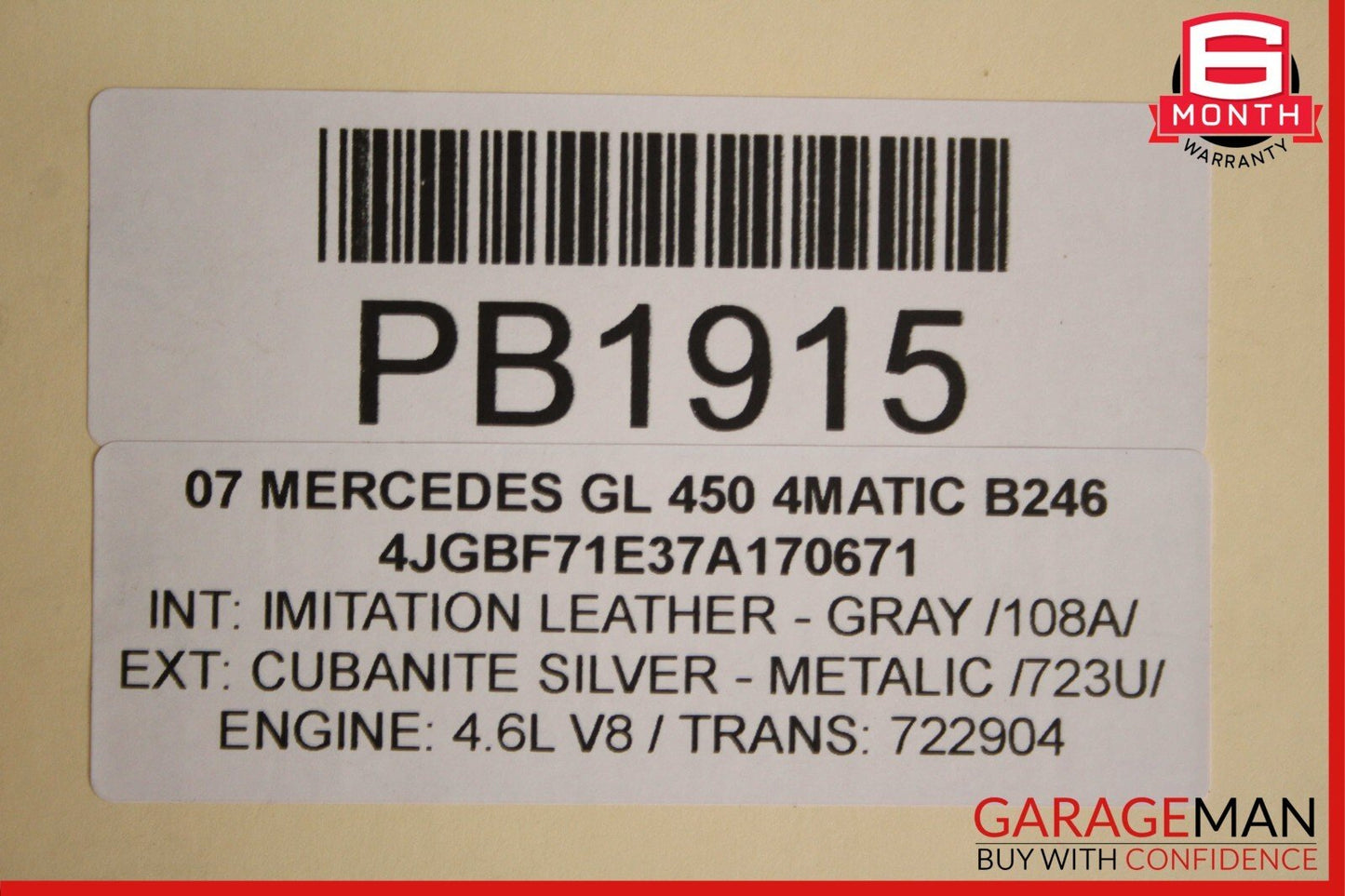 06-10 Mercedes X164 GL450 GL550 ML350 Front Upper Radiator Core Tie Bar Support