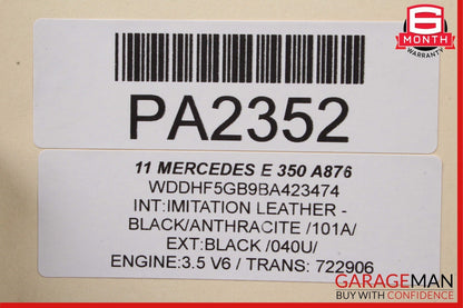 10-16 Mercedes W212 E350 E250 Front Left Side Top Upper Seat Cushion Cover Black