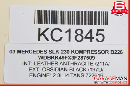 97-04 Mercedes R170 SLK230 Rear Right Door Window Regulator Motor Assembly