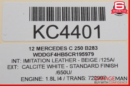 08-17 Mercedes W204 C250 E350 Center Console Ashtray Ash Tray Rear OEM