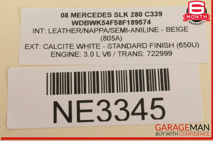 05-11 Mercedes R171 SLK280 Front Right Side Exterior Door Handle White OEM