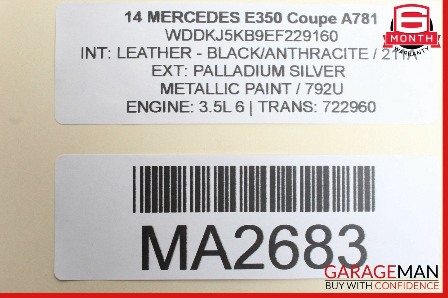 08-17 Mercedes W212 E350 Trunk Lid Latch Lock Actuator w/ Cylinder Lock Latch