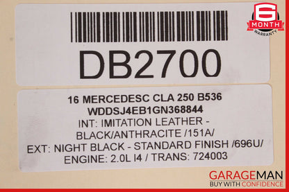 14-18 Mercedes W117 CLA250 Rear Lower Bottom Seat Cushion Cover Black OEM