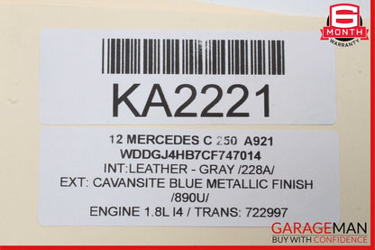 12-14 Mercedes W204 C250 1.8L Fuel Gas Pump Sending Unit Assembly OEM