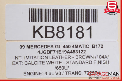 06-12 Mercedes GL350 GL450 ML350 Rear Left Side Quarter Window Regulator Motor