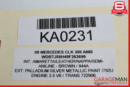 06-09 Mercedes W209 CLK350 Rear Right Passenger Side Interior Door Panel Brown