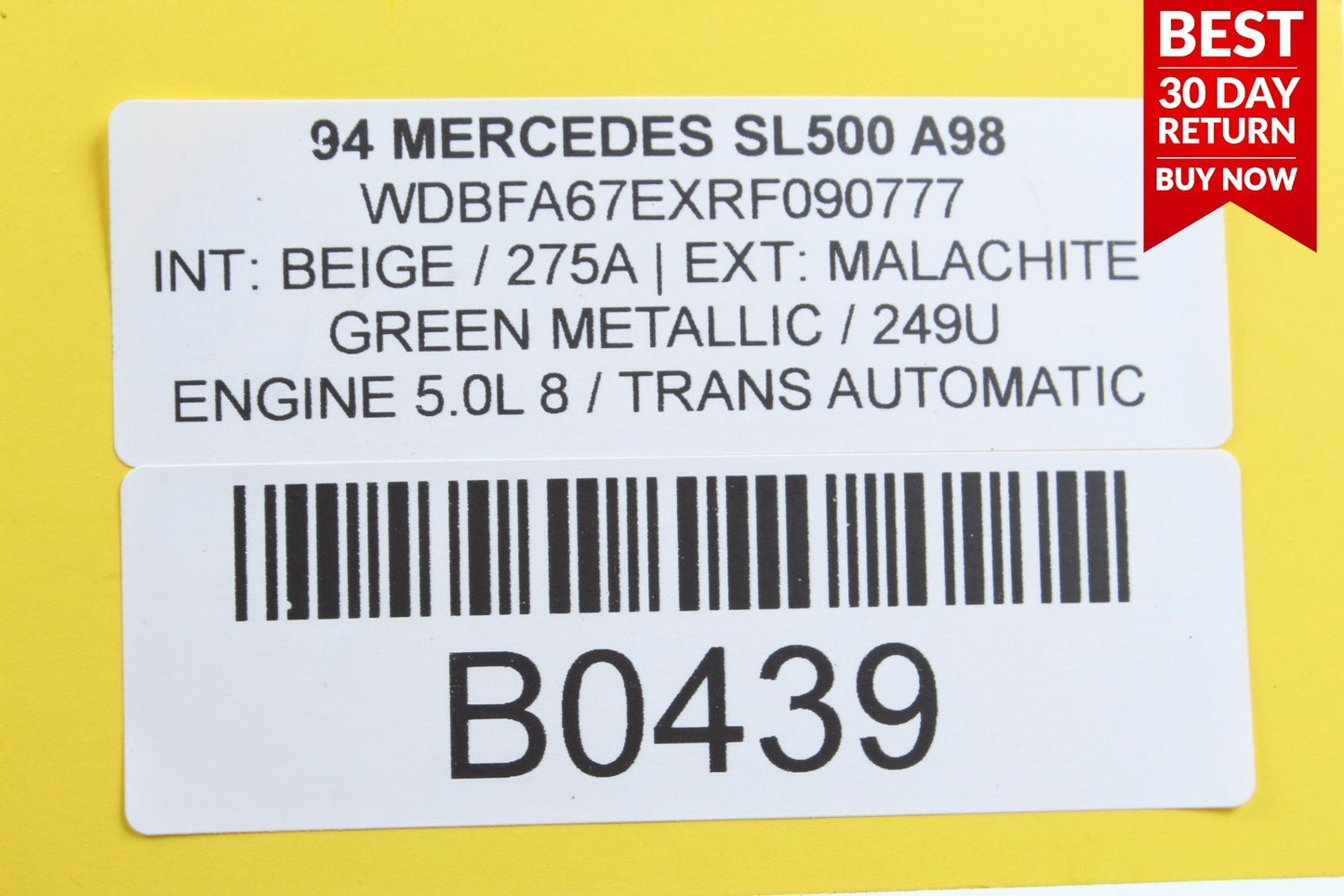 90-02 MERCEDES R129 SL500 SL320 UPPER RADIATOR SUPPORT TIE BAR A98 OEM