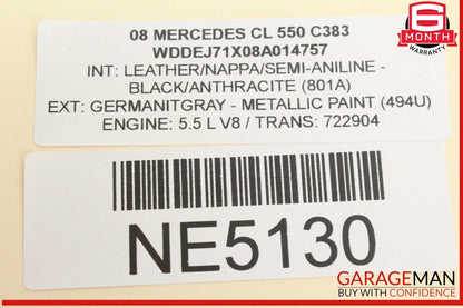 07-16 Mercedes W216 CL550 GL550 S550 S600 Windshield Night Vision Camera OEM