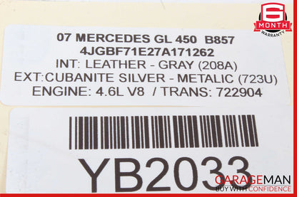 07-09 Mercedes X164 GL450 Base Front Left Side Bumper Cover Grille Grill Mesh