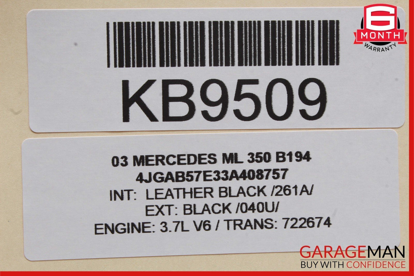 02-05 Mercedes W163 ML350 ML320 Front Right Side Sunvisor Sun Visor Grey OEM