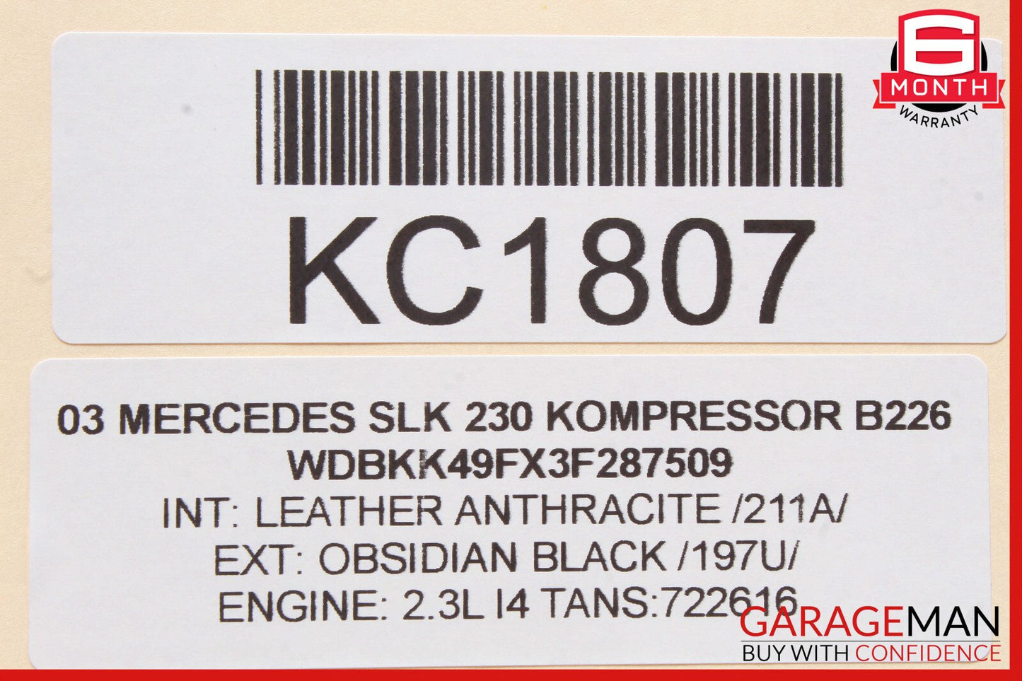 01-04 Mercedes R170 SLK230 Right Side Exterior Door Handle OEM