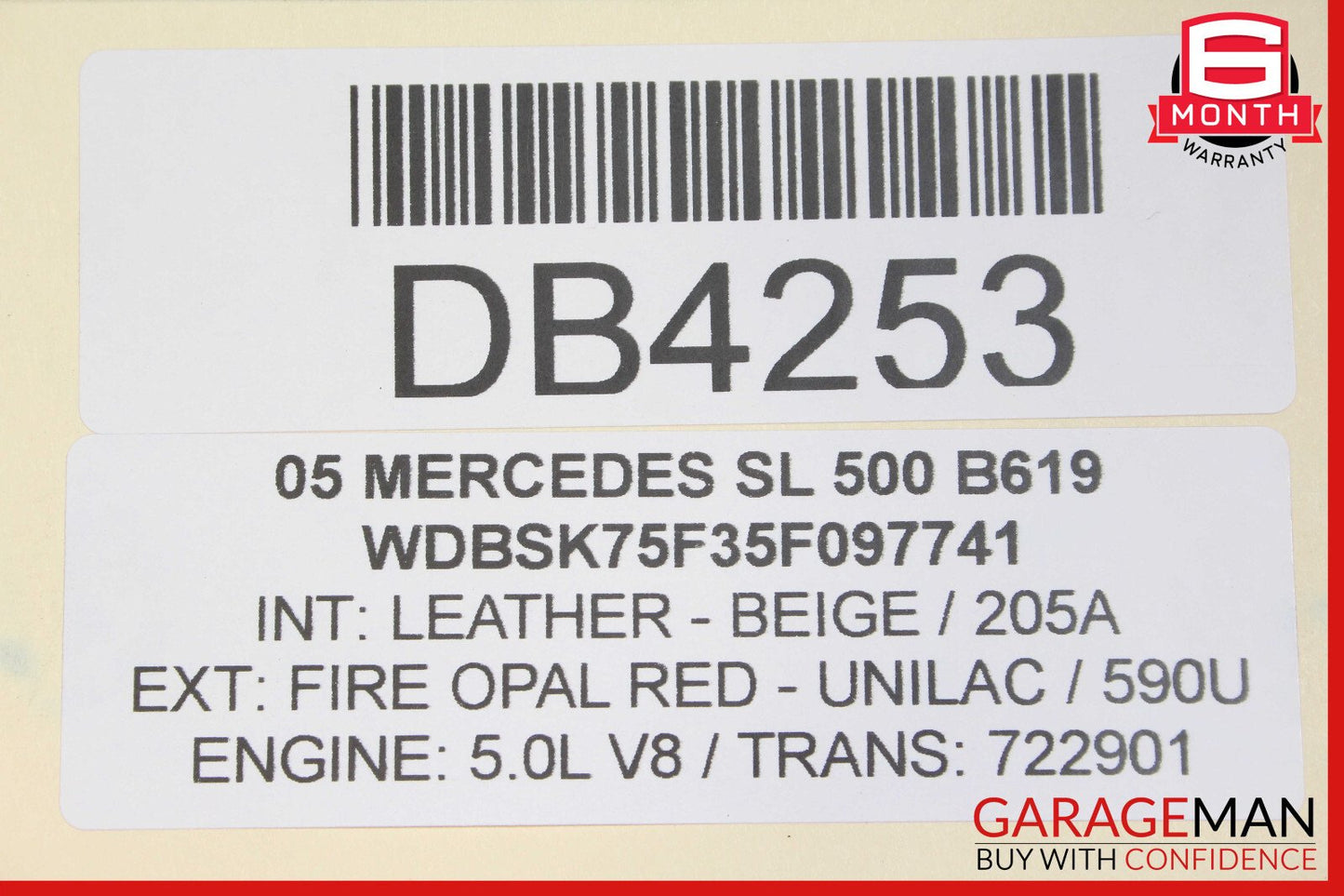 03-08 Mercedes R230 SL500 SL600 Front Left Side Fender Panel Fire Opal Red OEM