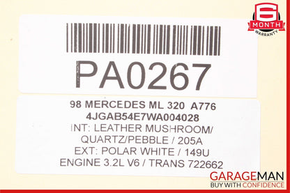 98-05 Mercedes W163 ML320 Right Rocker Skirt Molding Panel Aftermarket White