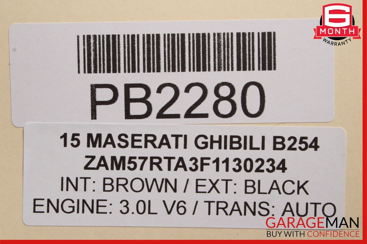 14-17 Maserati Ghibli Rear Right Side Top Upper Seat Cushion Cover Brown