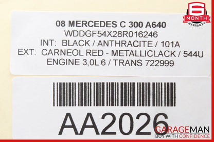 08-11 Mercedes W204 C300 C350 Rear Left Driver Side Exterior Door Handle Red