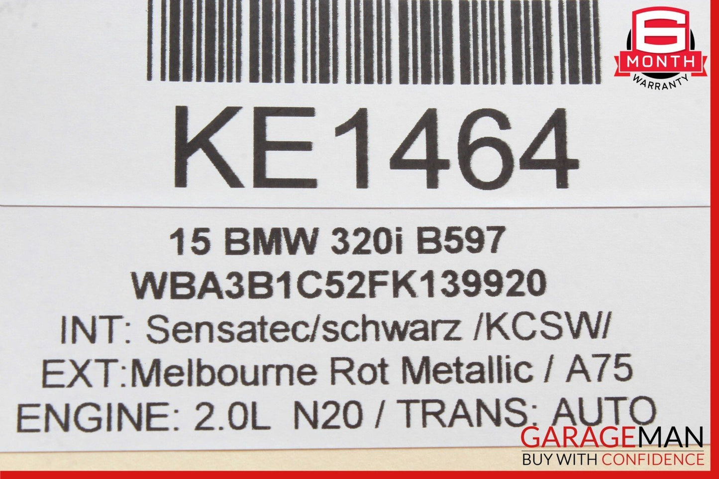 12-18 BMW F30 320i 528i Rear Left Side Exterior Door Handle Assy Red