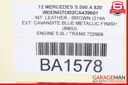 10-13 Mercedes W221 S500 Rear Right Passenger Side Interior Door Panel Grey OEM