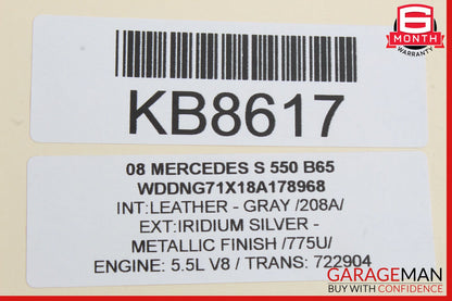 07-14 Mercedes W221 S550 Rear Left / Right Air Suspension Shock Strut Airmatic