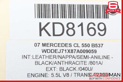 07-14 Mercedes W216 CL550 CL600 Trunk Lid Lift Hydraulic Pump Motor Cylinder OEM