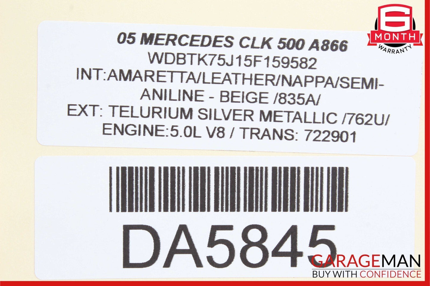 03-09 Mercedes W209 CLK320 CLK500 Front Right Side Top Upper Seat Cushion Beige