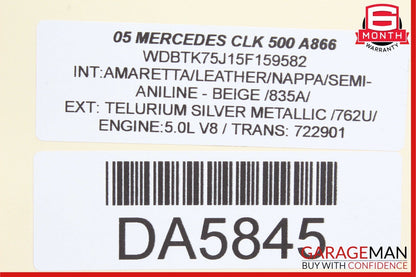 03-09 Mercedes W209 CLK320 CLK500 Front Right Side Top Upper Seat Cushion Beige