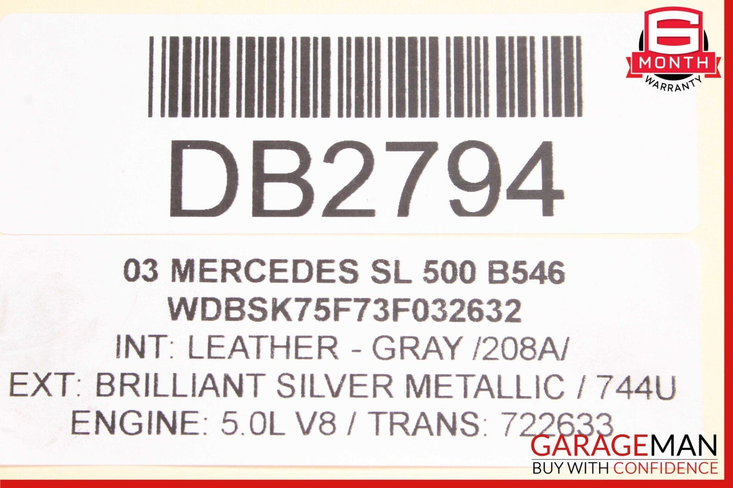 03-06 Mercedes R230 SL500 SL600 Power Steering Gear Rack & Pinion Assembly